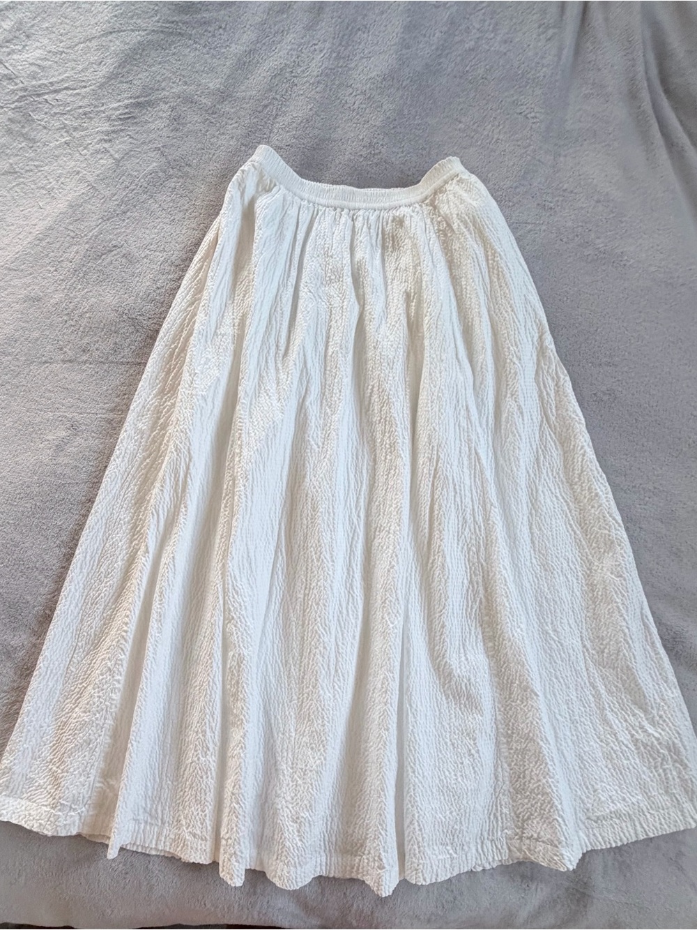 Women's White Textured Maxi Skirt With Pockets Size S